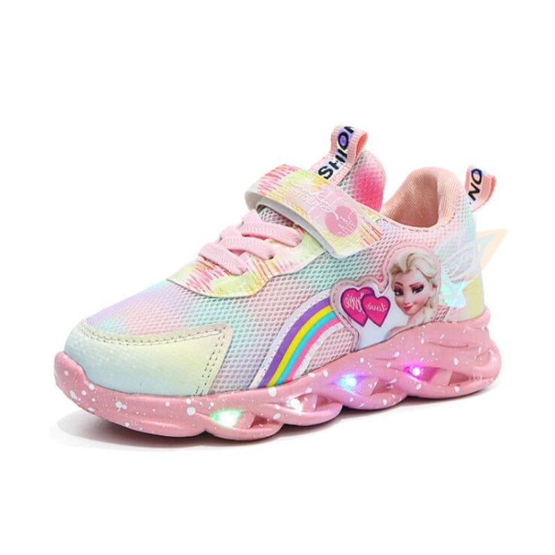 Tęczowe Brokatowe Sneakersy LED dla Dzieci – Podświetlana Podeszwa | Rozmiar 22-35