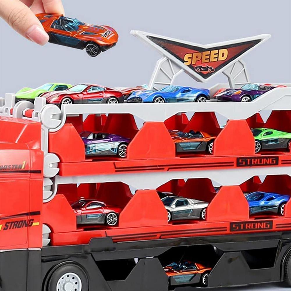 TurboHaul Ciężarówka Transportowa z 8 Miniaturowymi Autkami – Zestaw Zabawkowy dla Dzieci od 3 Lat – Realistyczna i Trwała Zabawa
