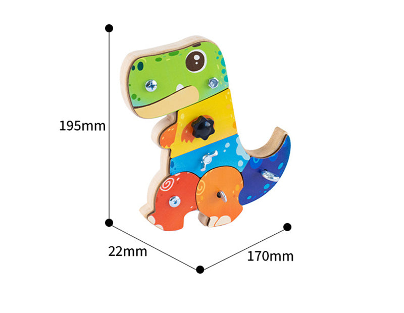 Drewniany zestaw konstrukcyjny dino dla dzieci | Zabawka edukacyjna 2+ lat