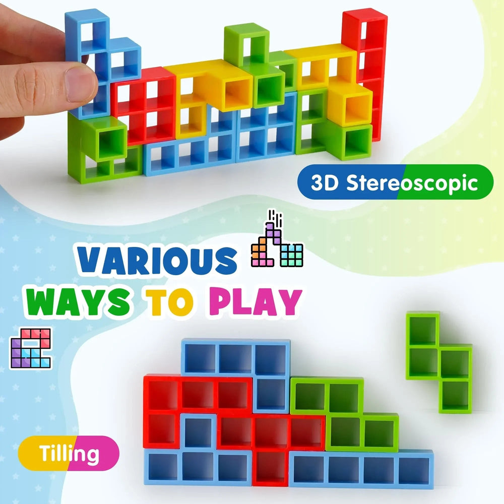 Wieża Tetris Montessori do Balansowania – Edukacyjna Gra Równoważna, Bez BPA, 3+ L-More For Mini