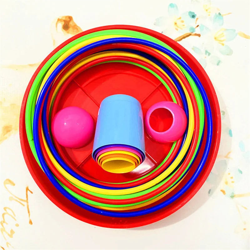 Gra w Rzucanie Kółkami dla Dzieci – Wieża do Układania & Ring Toss | Wewnątrz & Na Zewnątrz