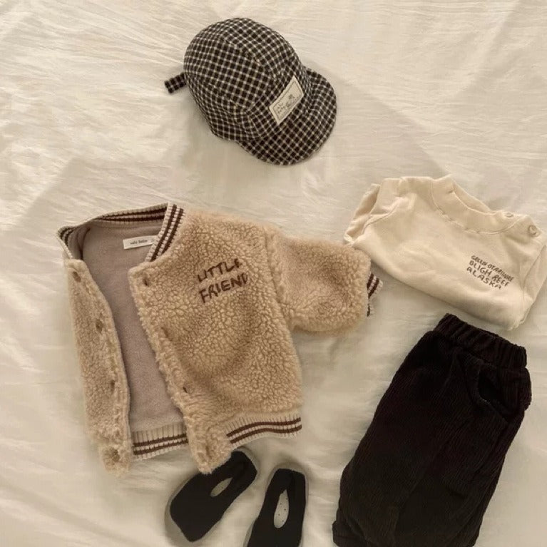Kurtka Teddy Bomber dla Dzieci | Miękka Ciepła Zimowa Kurtka Unisex | 9 Miesięcy – 3 Lata | Wygląd Fleece ze Sportowymi Ściągaczami