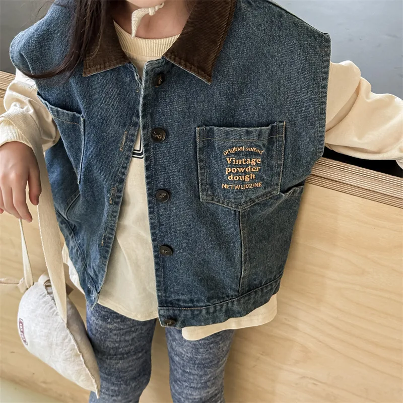 Dziecięca Kamizelka Jeansowa – Bezrękawnik Denim w Stylu Vintage (9m–6lat)