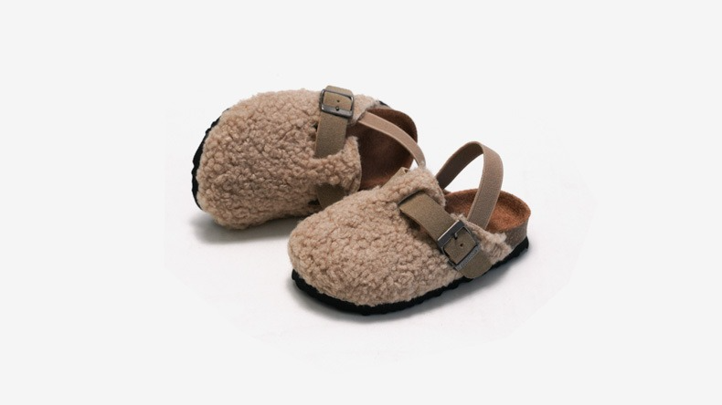 Kapcie z wełną - Luanda Unisex, Beżowy/Brązowy, Owcza skóra, Rozmiar 20-34-More For Mini