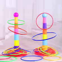Gra w Rzucanie Kółkami dla Dzieci – Wieża do Układania & Ring Toss | Wewnątrz & Na Zewnątrz