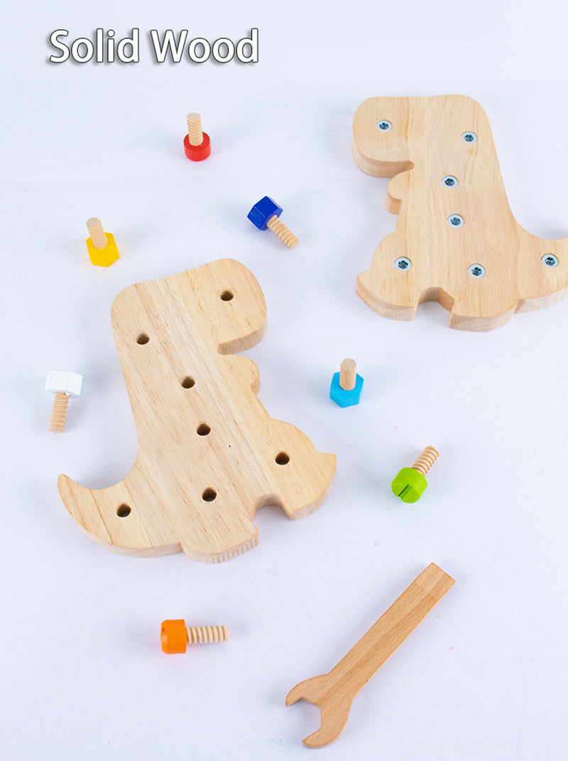 Drewniany zestaw konstrukcyjny dino dla dzieci | Zabawka edukacyjna 2+ lat