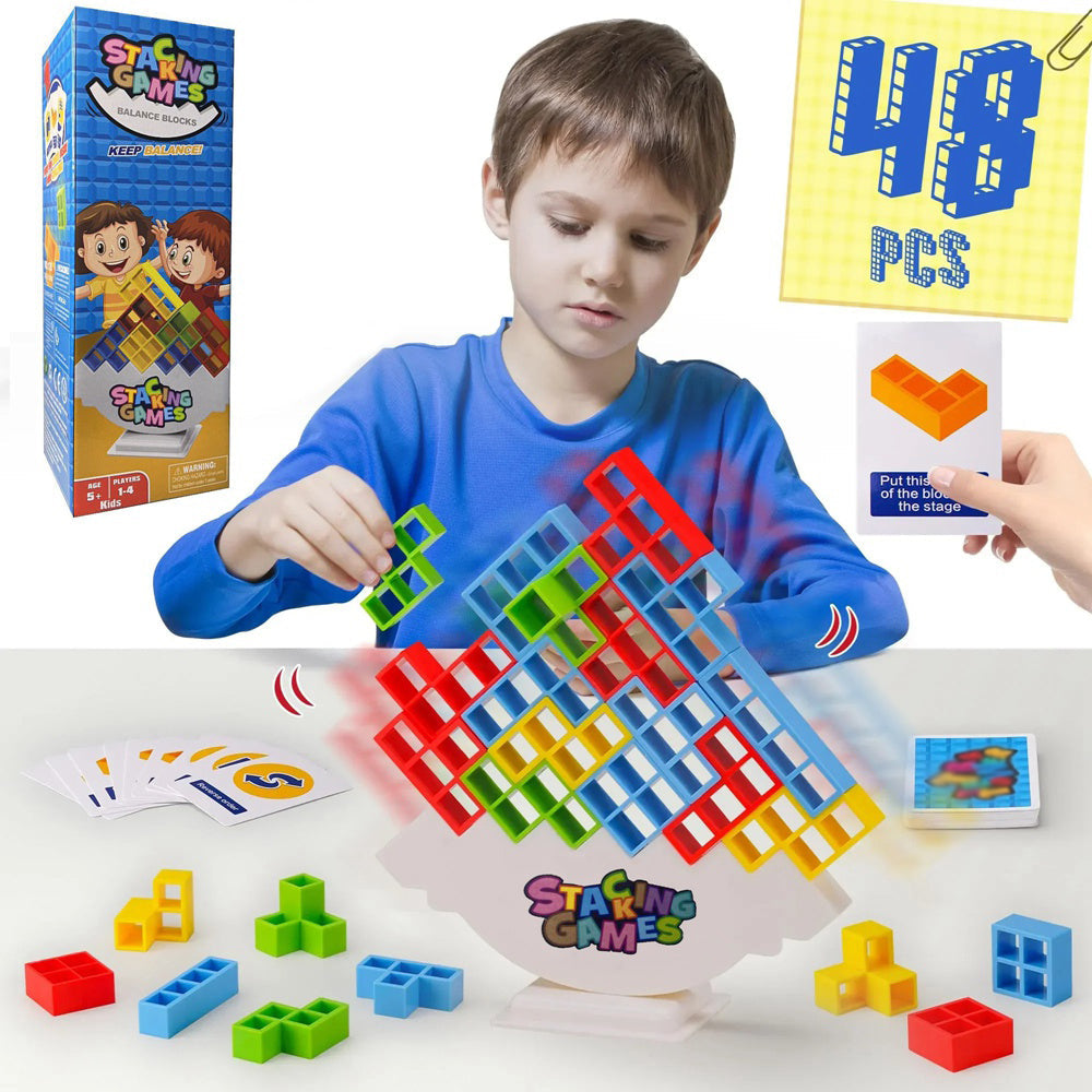 Wieża Tetris Montessori do Balansowania – Edukacyjna Gra Równoważna, Bez BPA, 3+ L-More For Mini