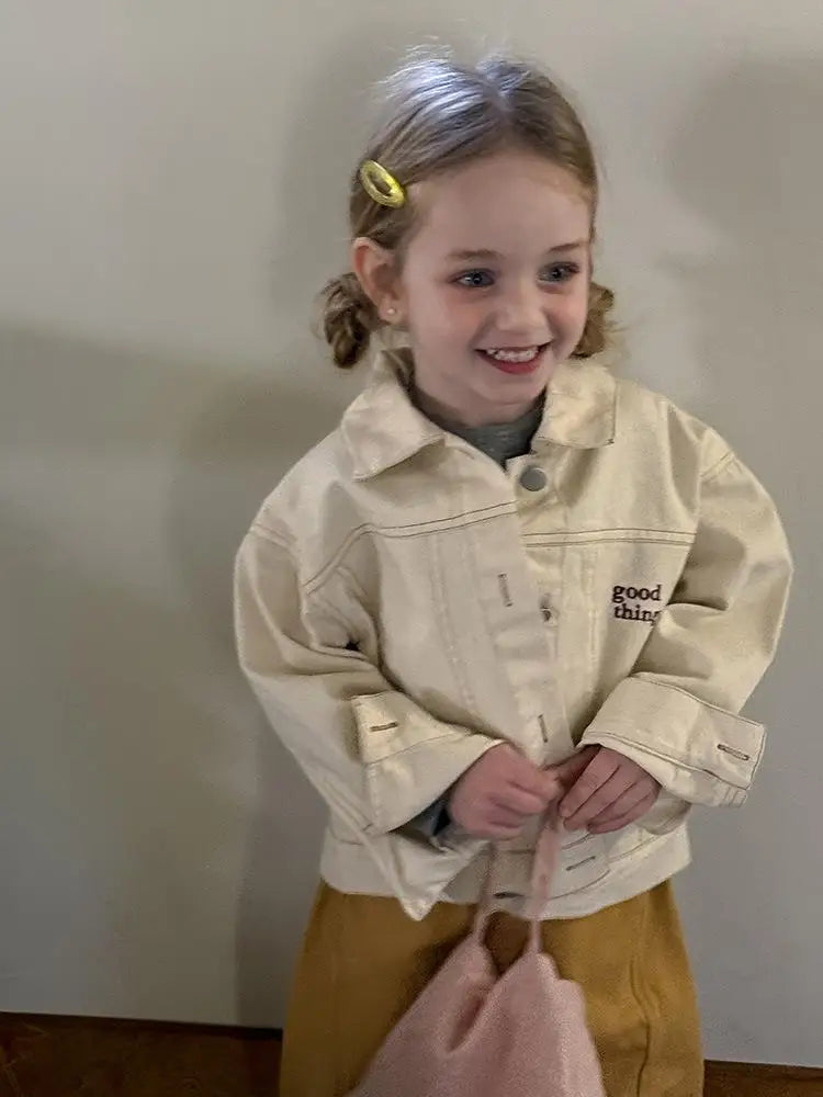 LUNÉ Kurtka Dziecięca z Haftem | Unisex Kurtka z Bawełny (1–9 Lat)
