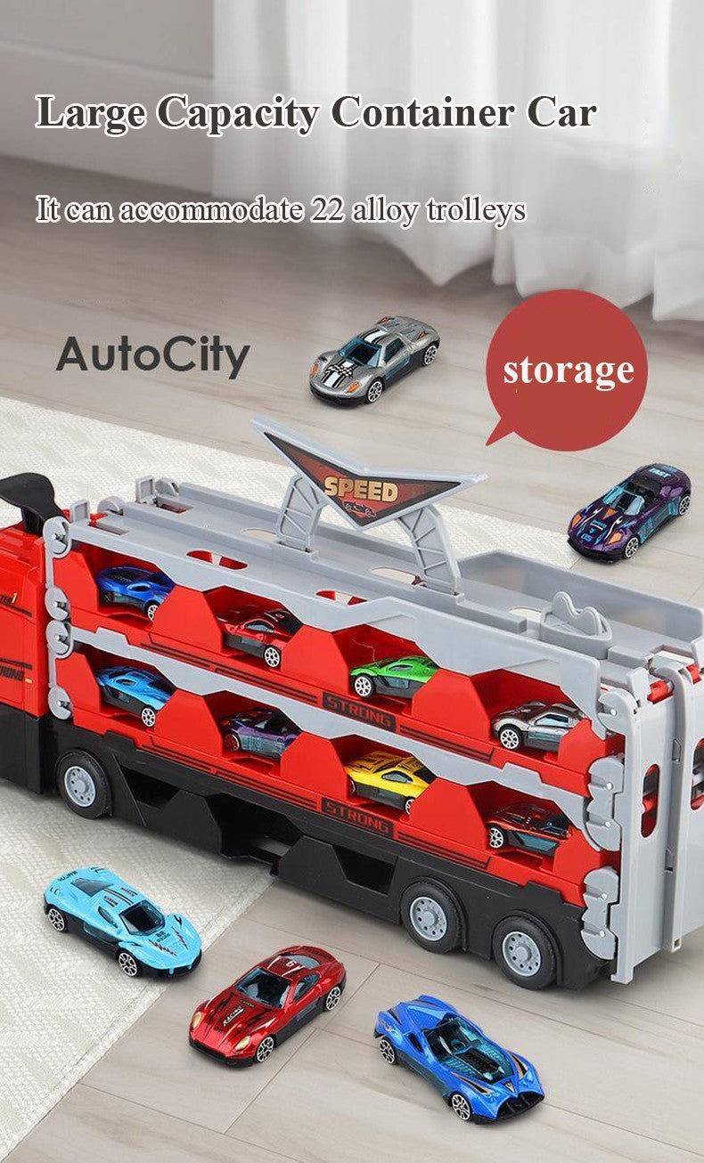 TurboHaul Ciężarówka Transportowa z 8 Miniaturowymi Autkami – Zestaw Zabawkowy dla Dzieci od 3 Lat – Realistyczna i Trwała Zabawa