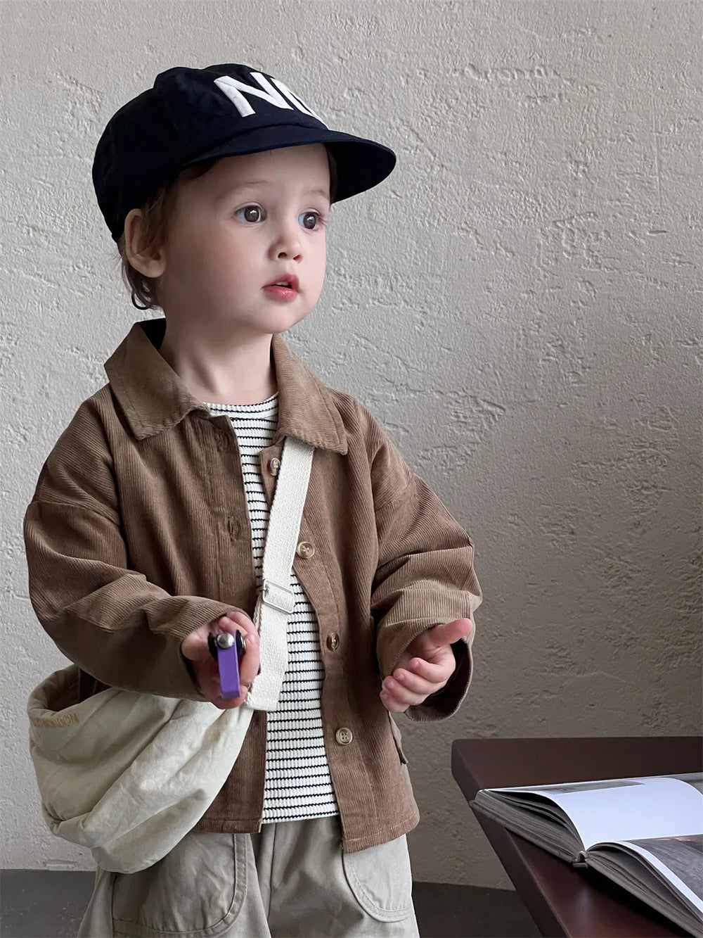 OLWIN Kurtka Sztruksowa dla Niemowląt – Unisex Kurtka z Bawełny (0–3 Lata)