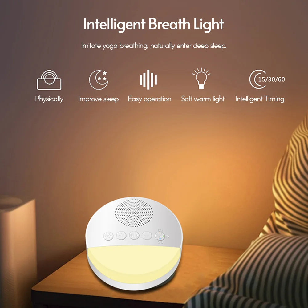 Maszynka White Noise dla Dzieci – USB Urządzenie do Snu z Lampką Nocną i Timerem