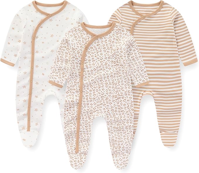CozyCubs Pajacyki dla Niemowląt – Miękkie, Oddychające i Ciepłe | Zestaw 3 Pajacyków dla 0-12 Miesięcy