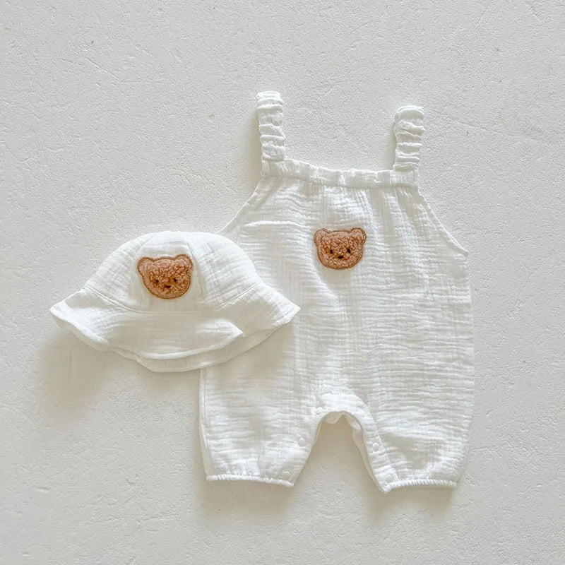 Zestaw Baby Bear – Letnie Body bez Rękawów z Czapeczką przeciwsłoneczną dla Niemowląt 3-24 miesiące