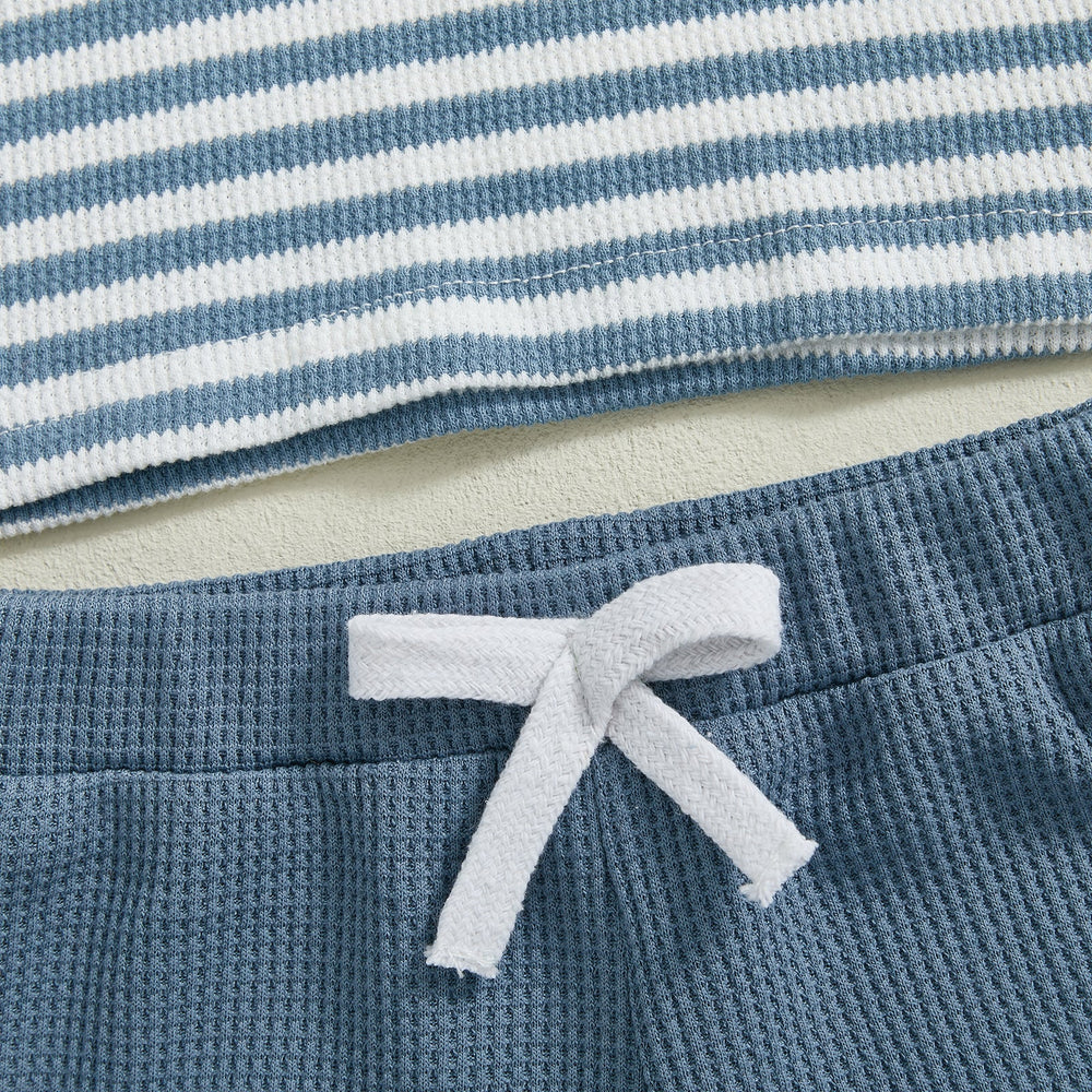TeddyStripe Letni Komplet dla Niemowląt i Maluchów | Polo i Szorty | Oddychająca Bawełna | 6M-4L | Brązowy lub Niebieski w Paski