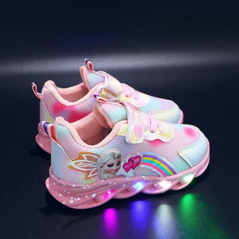 Tęczowe Brokatowe Sneakersy LED dla Dzieci – Podświetlana Podeszwa | Rozmiar 22-35