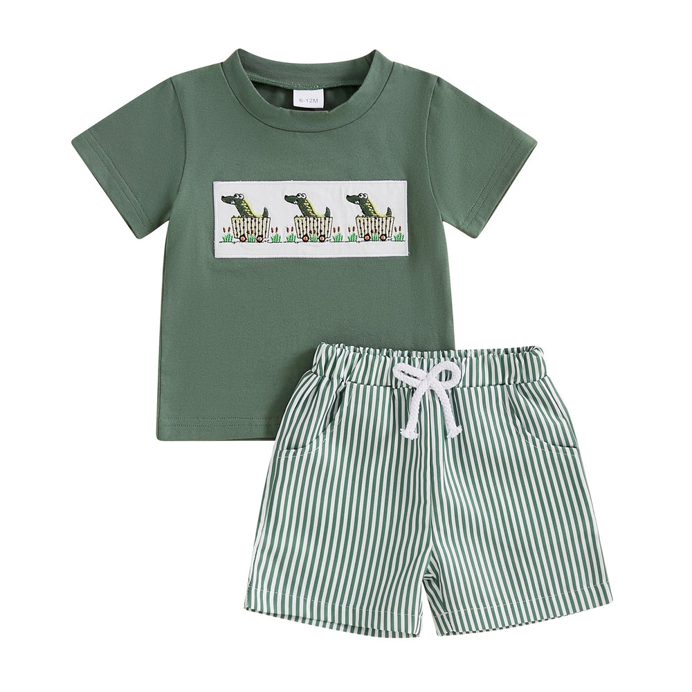 AdventurePrint Letni Zestaw dla Niemowląt i Małych Dzieci | Unisex T-shirt i Spodenki w Paski | Letni Strój 0-4 Lat | Bawełna i Poliester