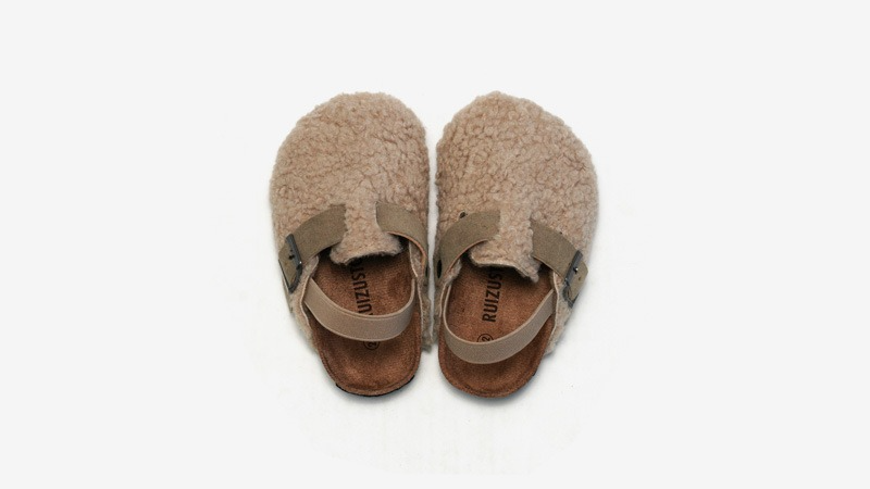 Kapcie z wełną - Luanda Unisex, Beżowy/Brązowy, Owcza skóra, Rozmiar 20-34-More For Mini