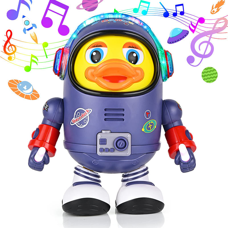 Kaczka Astronauta - Zabawka Edukacyjna dla Niemowląt, Żółta/Niebieska, Bez BPA, 6+ M-More For Mini