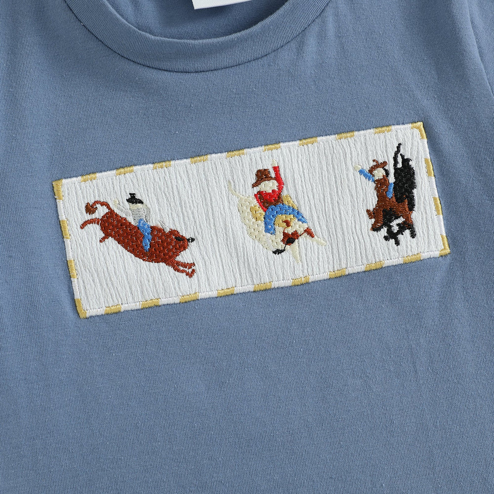 JungleJump Letni Zestaw dla Chłopców | T-shirt z Małpkami & Szorty w Paski | Bawełna & Poliester | 6m–4L | Niebieski & Żółty
