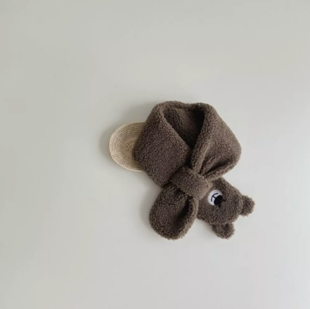 Beary Scarf Szalik Dziecięcy – Miękki Pluszowy Szalik z Zapięciem i Uroczym Misiem