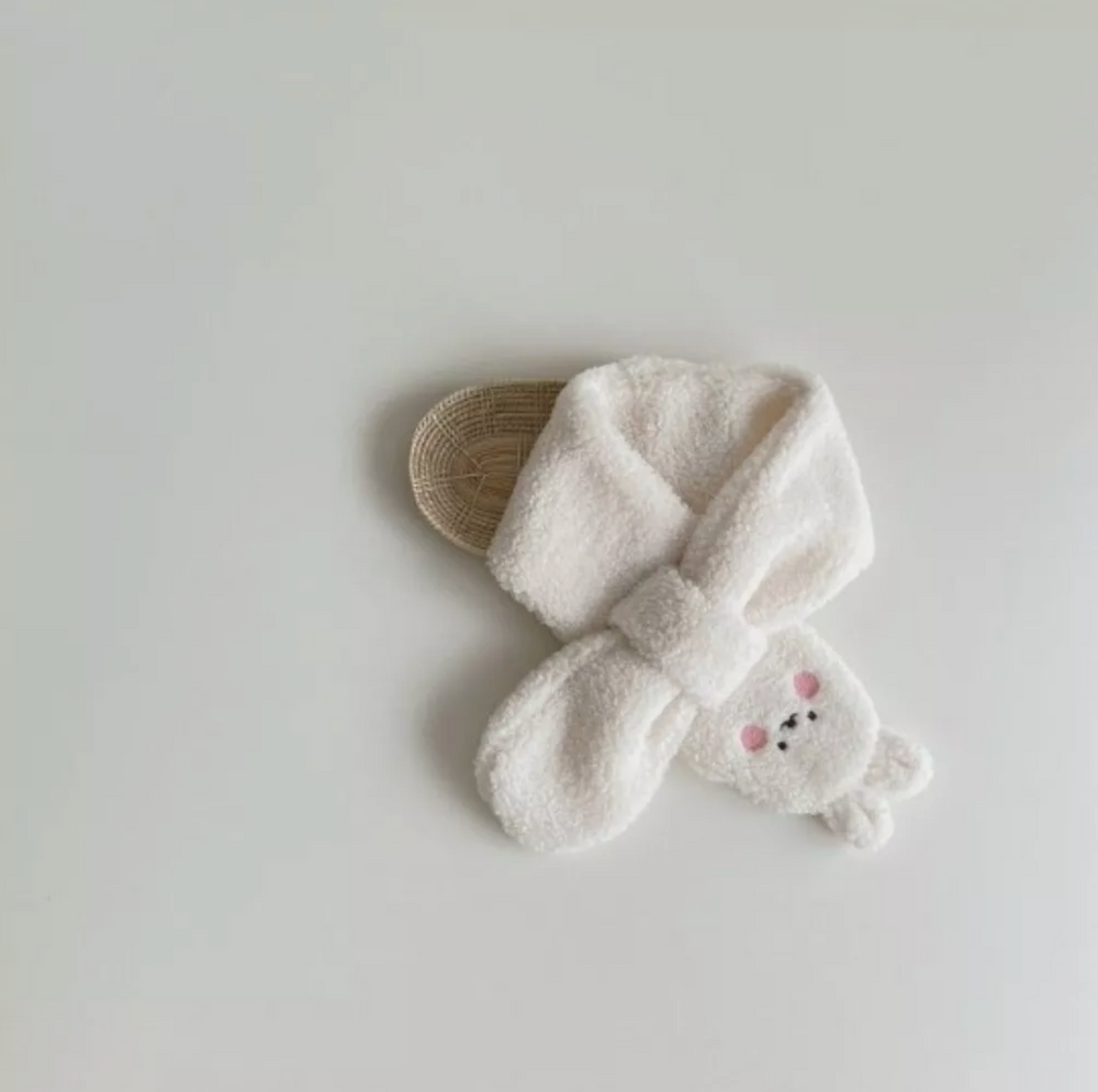 Beary Scarf Szalik Dziecięcy – Miękki Pluszowy Szalik z Zapięciem i Uroczym Misiem