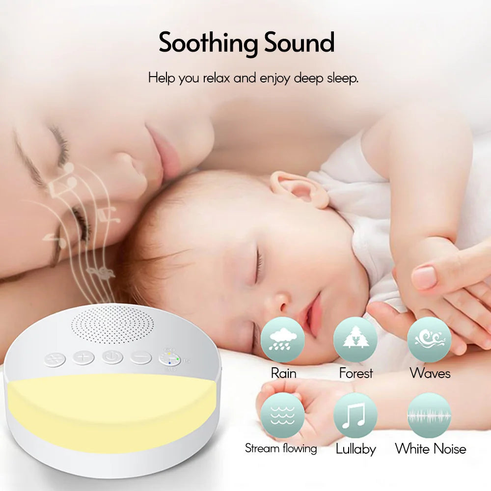 Maszynka White Noise dla Dzieci – USB Urządzenie do Snu z Lampką Nocną i Timerem