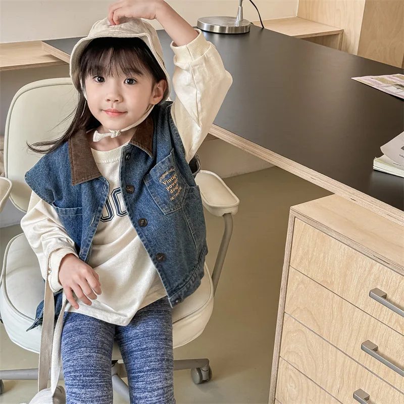 Dziecięca Kamizelka Jeansowa – Bezrękawnik Denim w Stylu Vintage (9m–6lat)