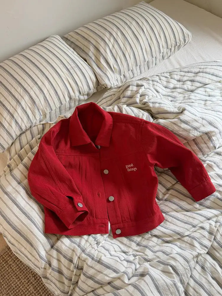 LUNÉ Kurtka Dziecięca z Haftem | Unisex Kurtka z Bawełny (1–9 Lat)