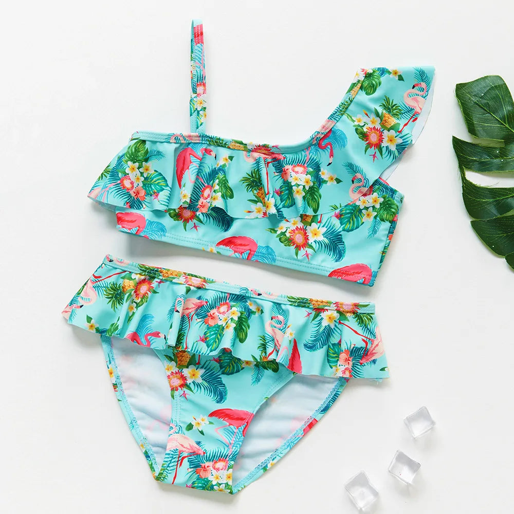 Strój Kąpielowy Tankini dla Dziewczynek z Nadrukiem Syreny – Letnia Odzież Plażowa | 3-12 lat
