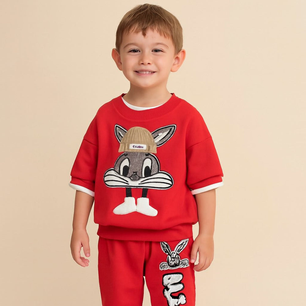 Unisex Ciepły Komplet Bluza i Spodnie z Króliczkiem (2-częściowy)