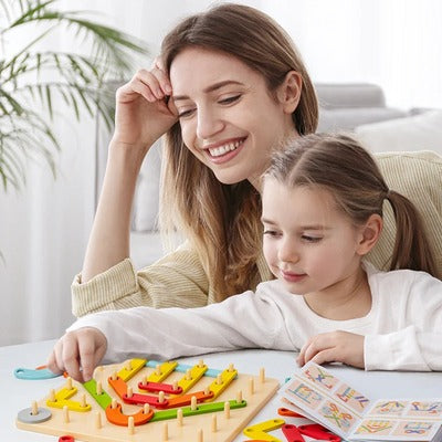 CreatiBoard Montessori Tablica Puzzli dla Dzieci – Edukacyjna Drewniana Zabawka Rozwijająca Kreatywność i Umiejętności