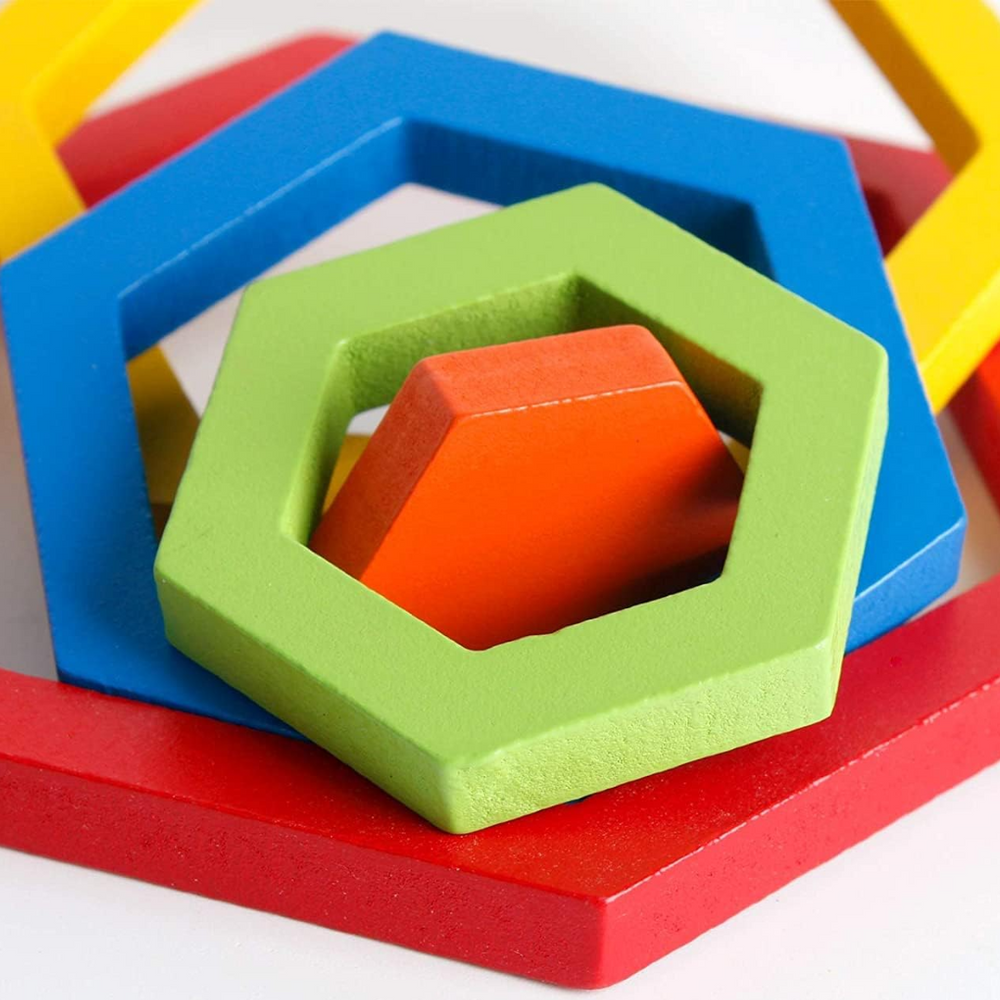 FormaSmart Drewniane Puzzle Kształtów dla Maluchów - Edukacyjna Zabawka Montessori do Rozwoju Motoryki Małej i Myślenia Logicznego