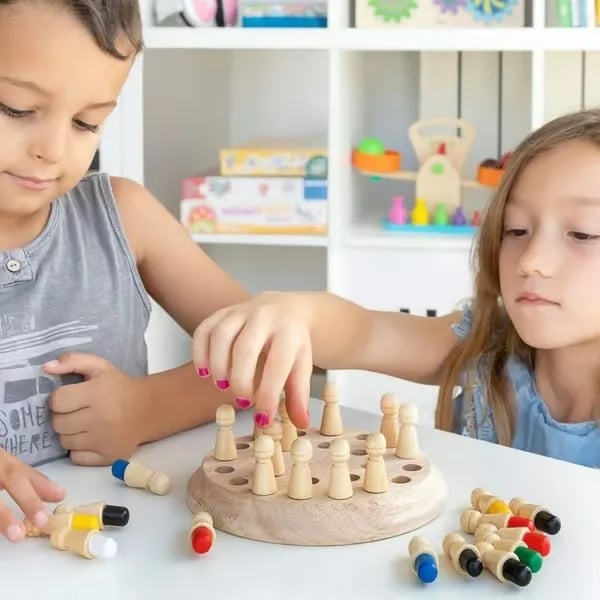Drewniana Gra Memory dla Dzieci – Edukacyjna i Interaktywna Gra Pamięciowa 3+ Lata