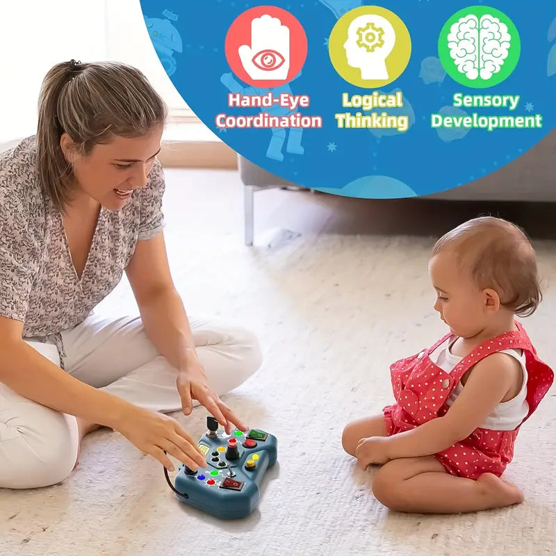 Zabawka Sensoryczna dla Maluchów – Montessori Busy Board z LED