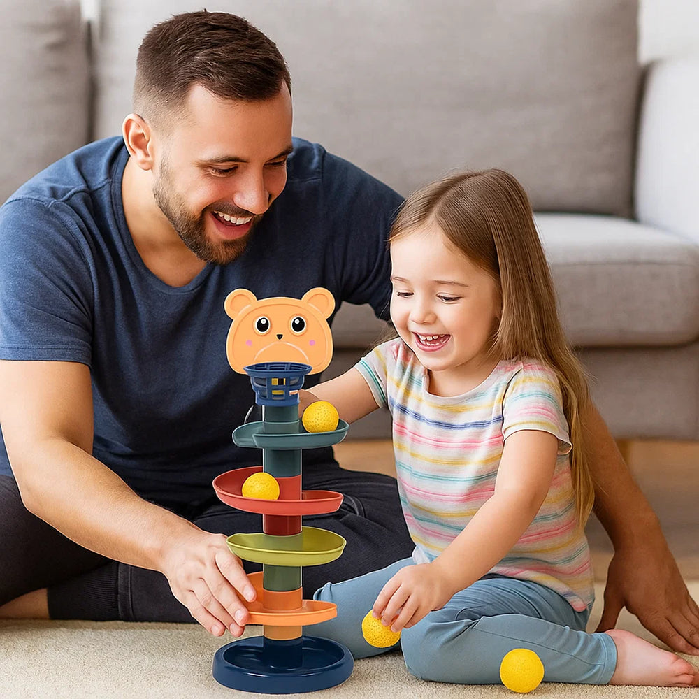 Montessori Wieża Kulek Zabawka - Kolorowa Edukacyjna - Rozwój Motoryczny Dzieci