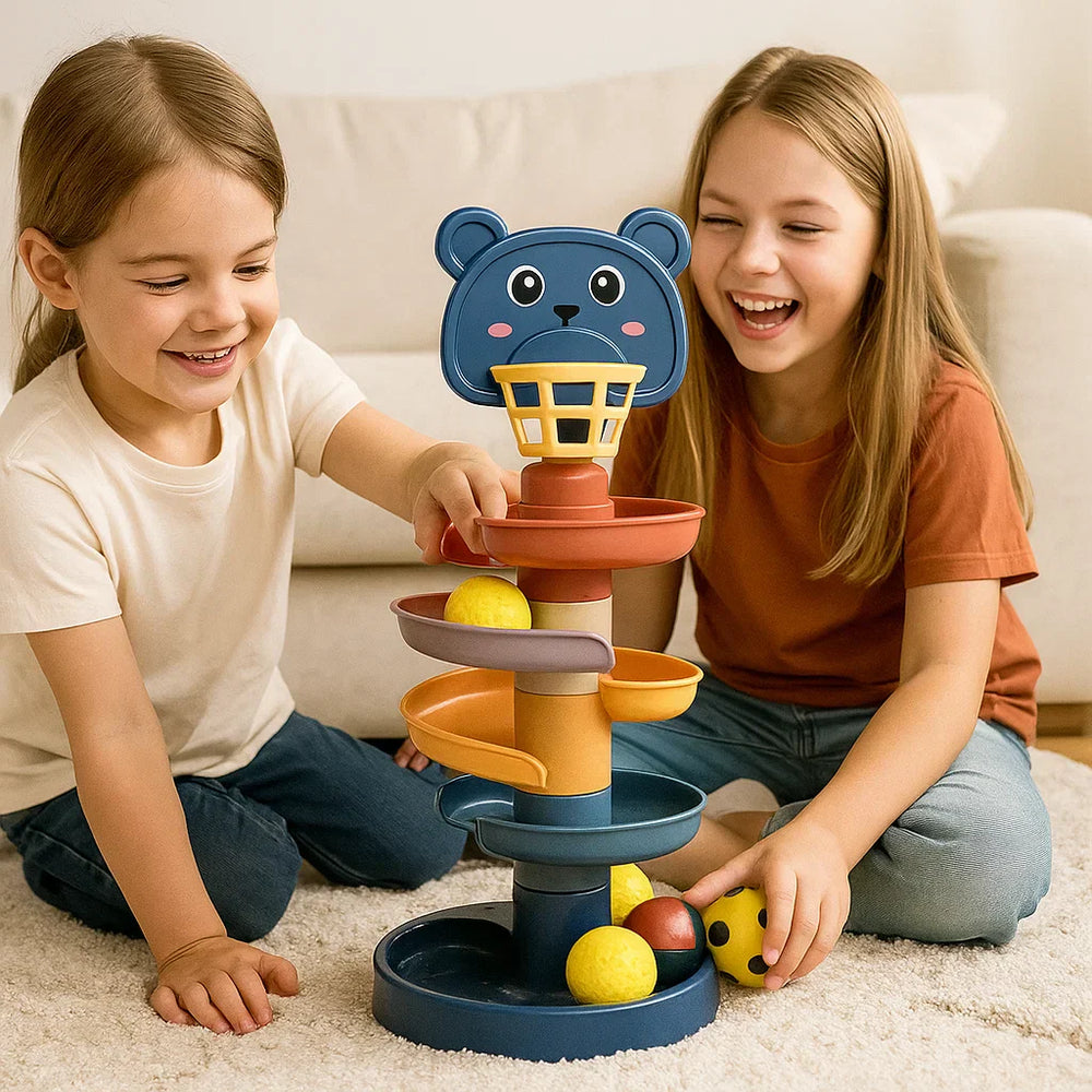 Montessori Wieża Kulek Zabawka - Kolorowa Edukacyjna - Rozwój Motoryczny Dzieci