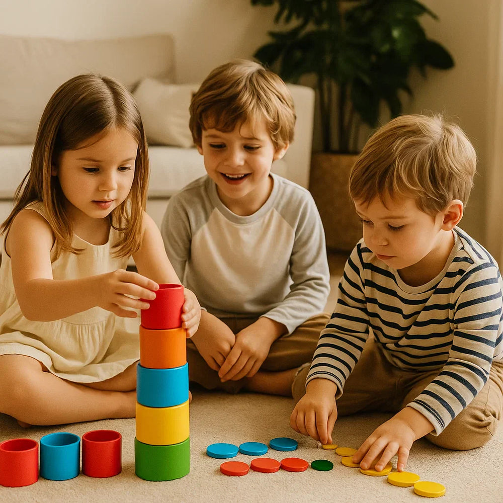 Kubeczki do Układania Montessori - Kolorowa Zabawka Edukacyjna dla Maluchów