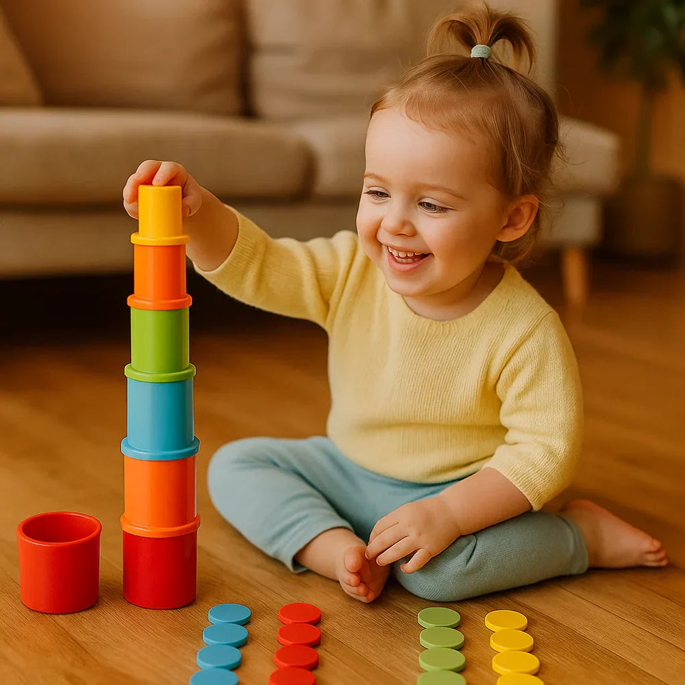 Kubeczki do Układania Montessori - Kolorowa Zabawka Edukacyjna dla Maluchów