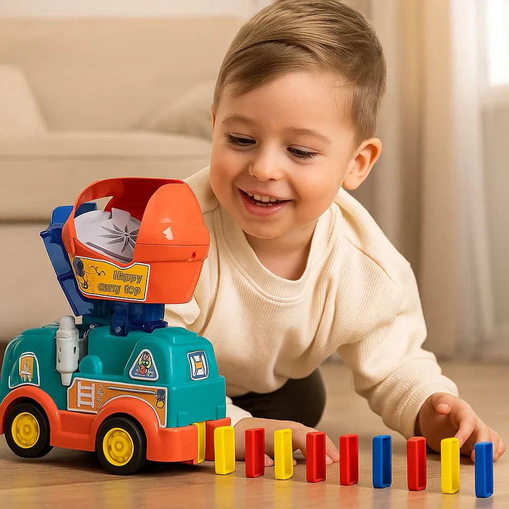 Ciężarówka Domino Montessori - Automatyczne Układanie Kostek Domino - Kolorowa Zabawka