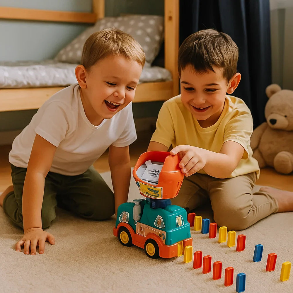 Ciężarówka Domino Montessori - Automatyczne Układanie Kostek Domino - Kolorowa Zabawka