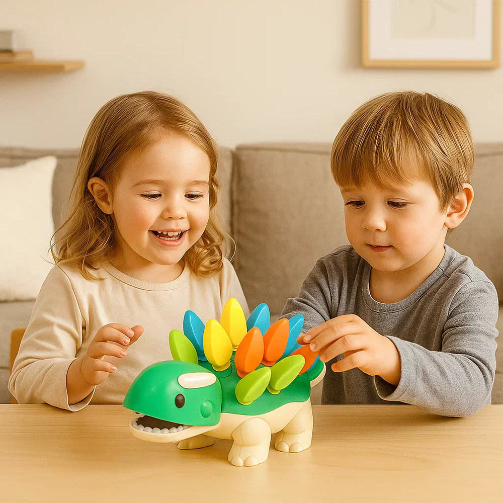 Montessori Zabawka Dinozaur – Sortowanie Kolorów i Gra Motoryczna 2+