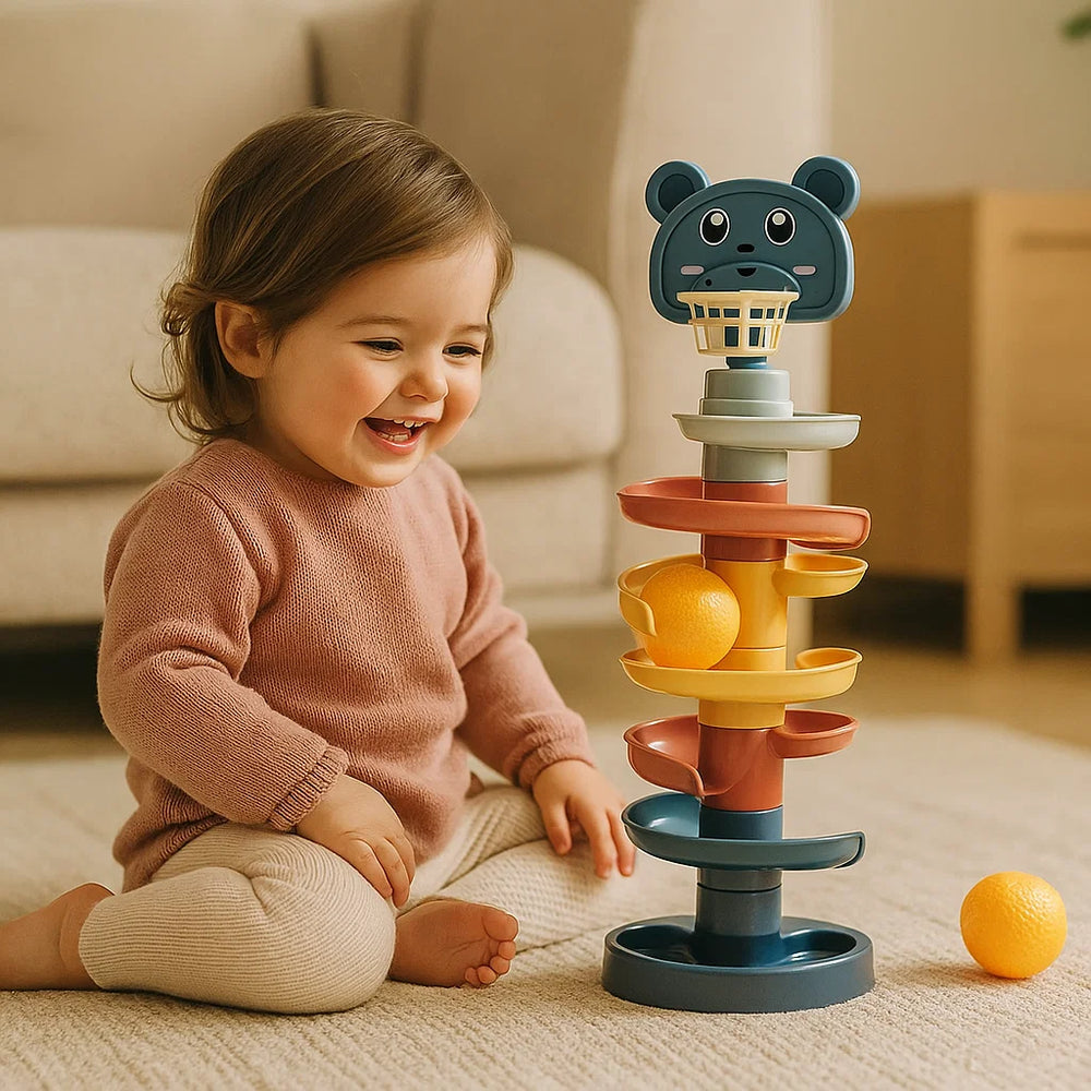 Montessori Wieża Kulek Zabawka - Kolorowa Edukacyjna - Rozwój Motoryczny Dzieci