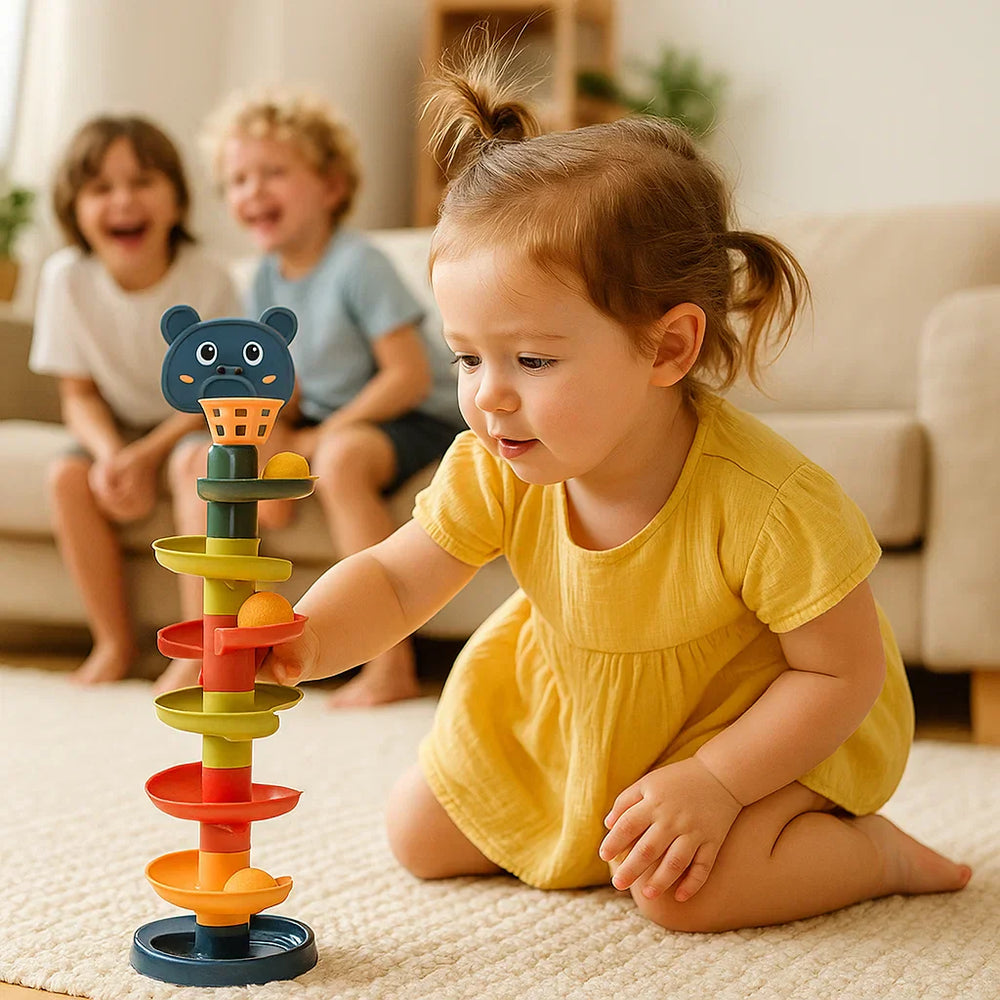 Montessori Wieża Kulek Zabawka - Kolorowa Edukacyjna - Rozwój Motoryczny Dzieci