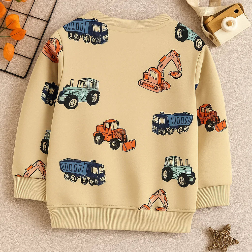 Kiddaroo RoadRover Bluza Dziecięca – Miękka Bawełniana Bluza z Nadrukiem Pojazdów dla Chłopców i Dziewczynek