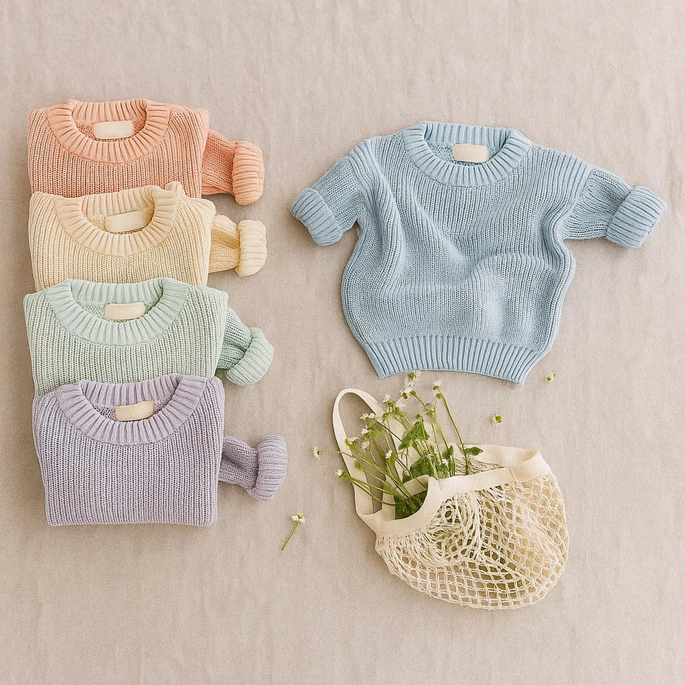 Veluro Kids CozyNest Sweter Dziecięcy – Ciepły Dzianinowy Sweter Zimowy dla Niemowląt i Małych Dzieci (Rozmiar 66–130)