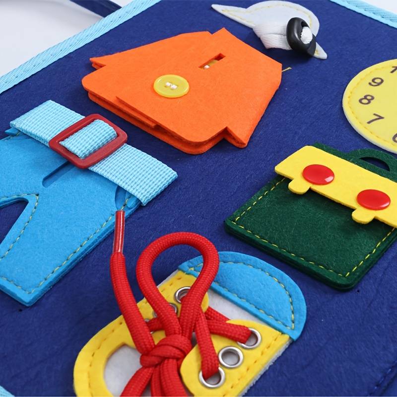 Książka Montessori dla Dzieci – Książeczka Edukacyjna ze Sznurowadłami i Guzikami (2+ Lata)