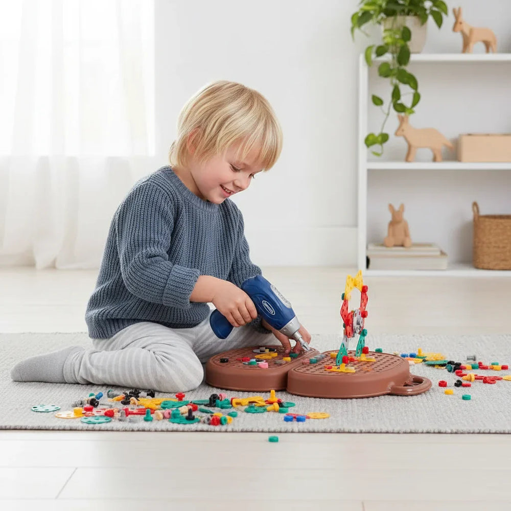 Zestaw Konstrukcyjny STEM Electric 203 Elementy – Edukacyjna Zabawka Budowlana z Wiertarką dla Dzieci (5+)