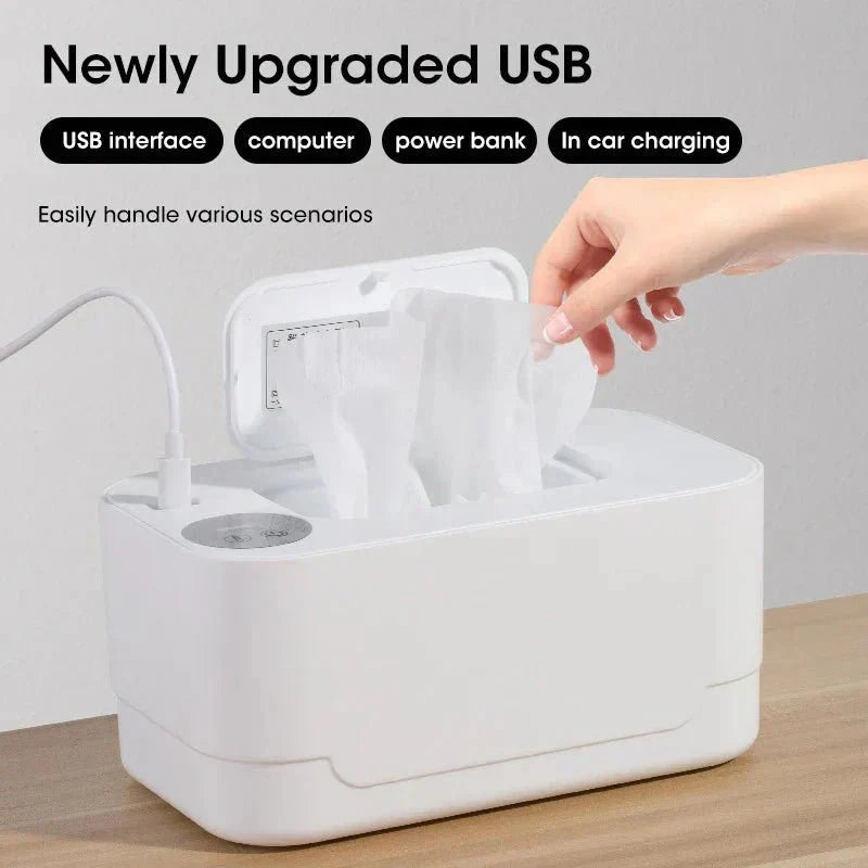 Podgrzewacz Chusteczek z Wyświetlaczem LED – USB Podgrzewacz Chusteczek dla Niemowląt