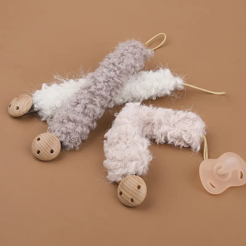Cozy Teddy Łańcuszek do Smoczka – Bezpieczny, Pluszowy Uchwyt na Smoczek z Drewnianym Klipsem dla Maluchów