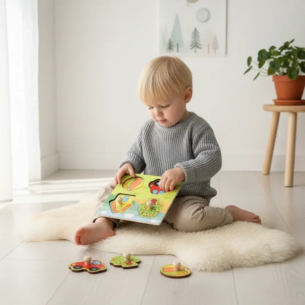 Drewniane Puzzle Owoce dla Maluchów – Zabawka Edukacyjna